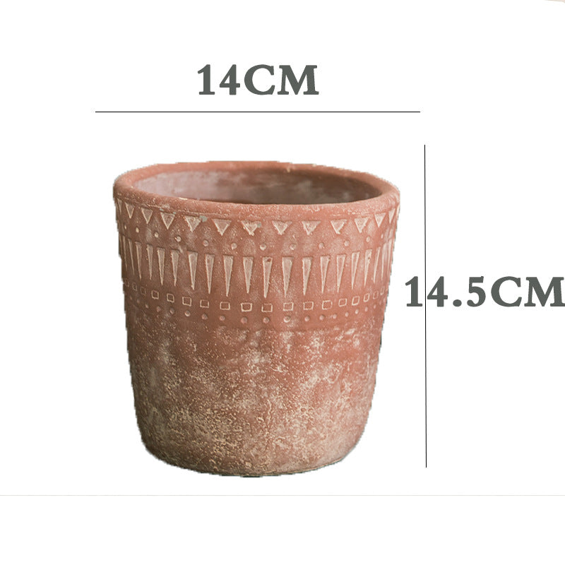 Red Ceramic Cement Vase