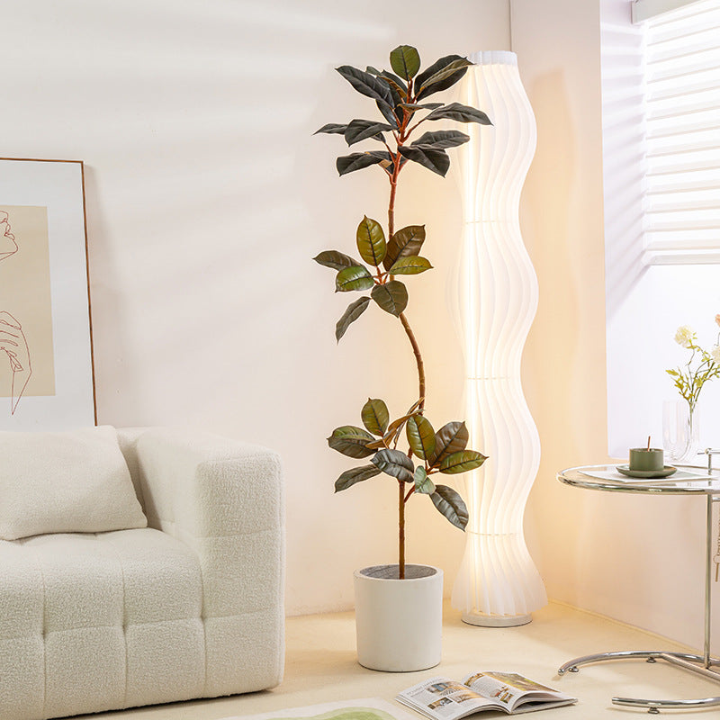 Simulated Large Rubber Tree - Indoor Potted Green Plant