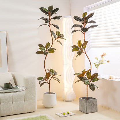 Simulated Large Rubber Tree - Indoor Potted Green Plant