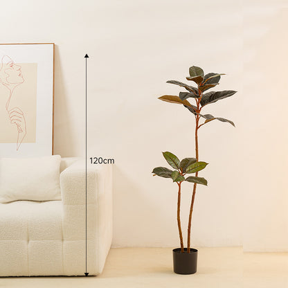 Simulated Large Rubber Tree - Indoor Potted Green Plant