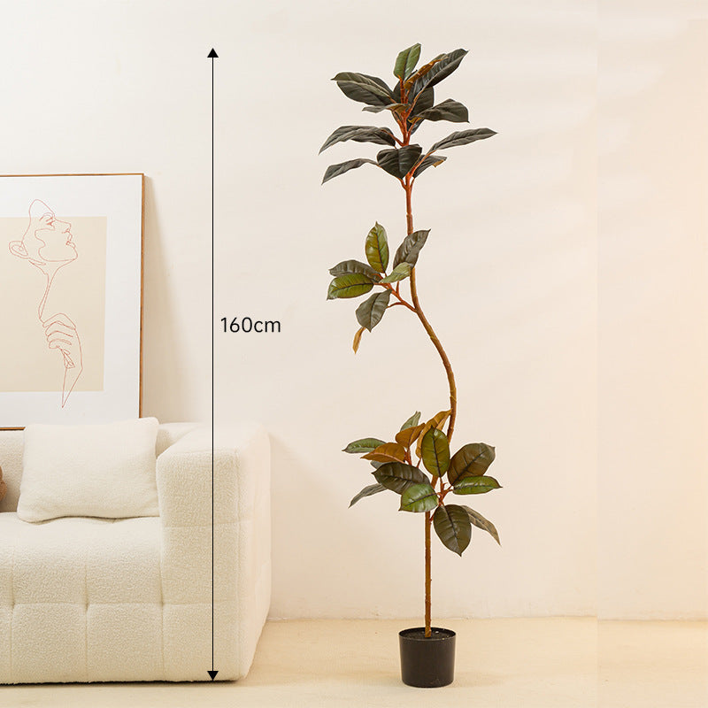 Simulated Large Rubber Tree - Indoor Potted Green Plant