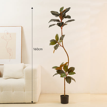 Simulated Large Rubber Tree - Indoor Potted Green Plant