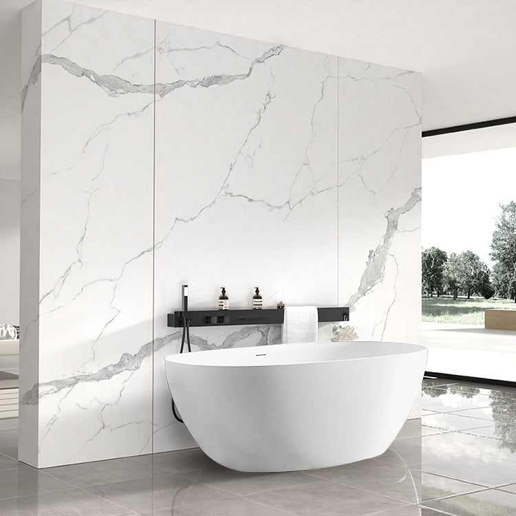 Smooth Egg Shape Freestanding Solid Surface Bathtub 801