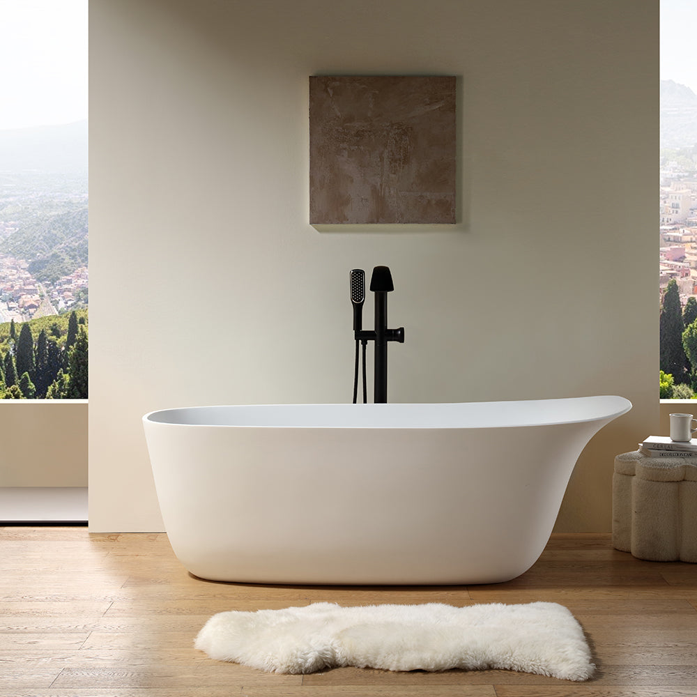 Asymmetric Curved Solid Surface Freestanding Bathtub 841