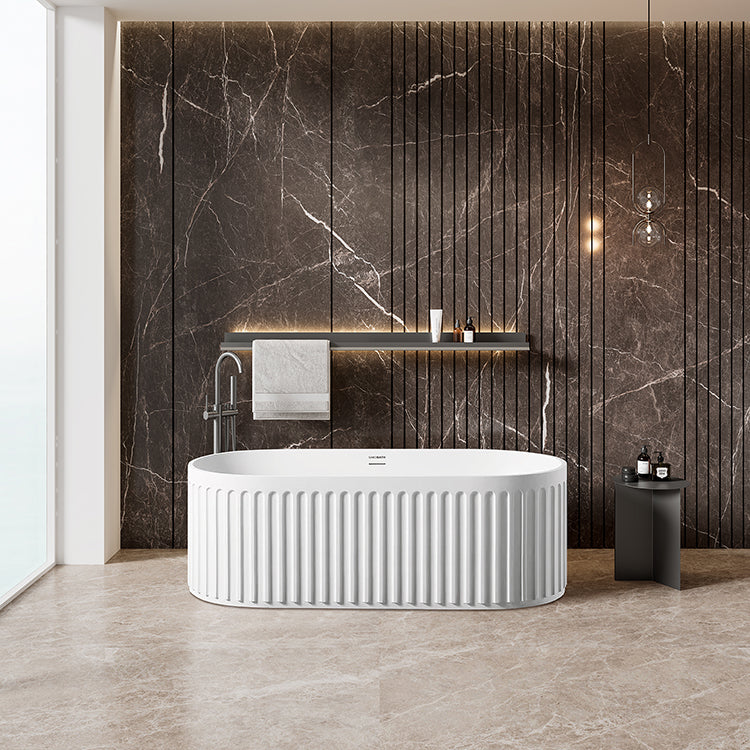 Fluted Oval Freestanding Solid Surface Bathtub 861