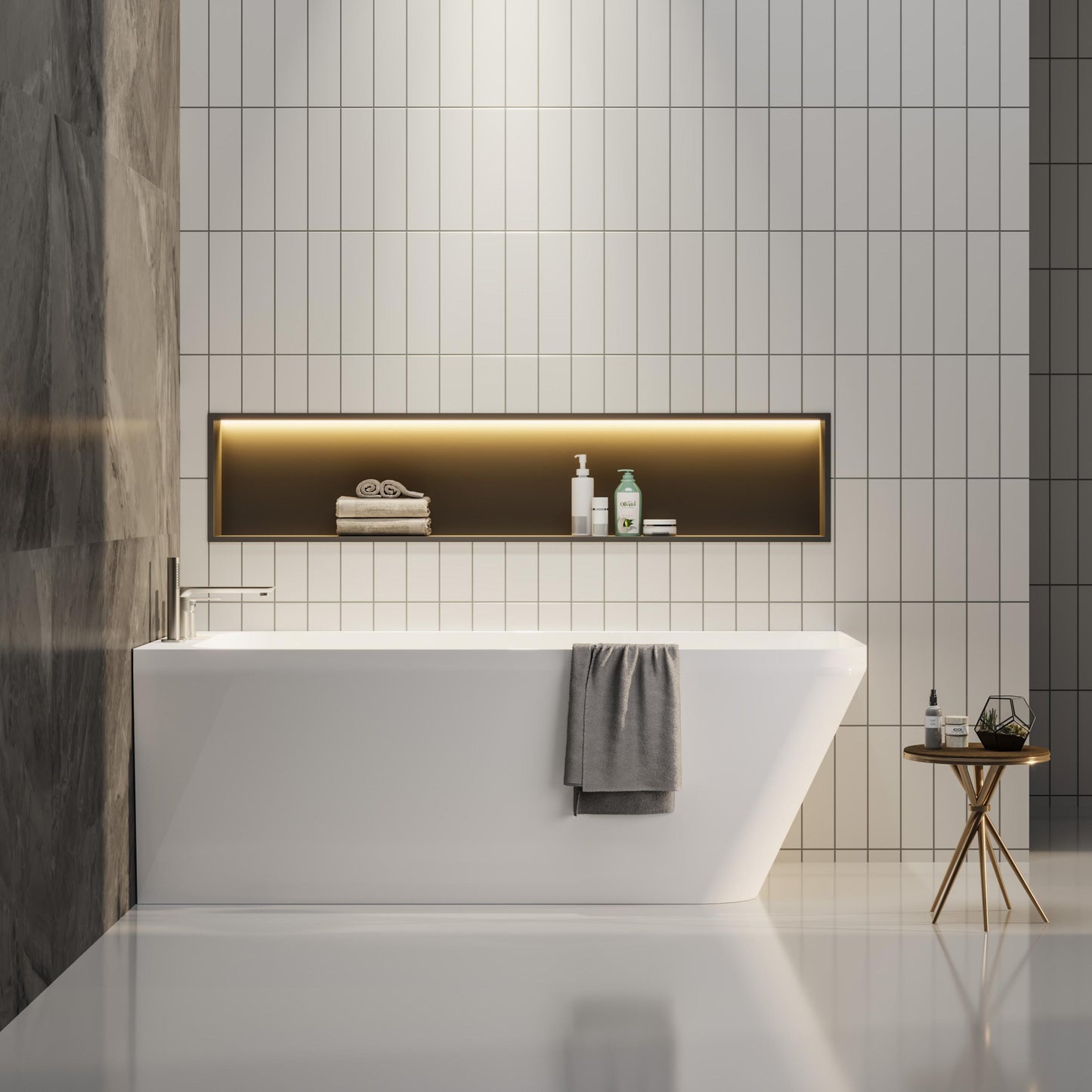 Angular Sloped Solid Surface Freestanding Bathtub  892