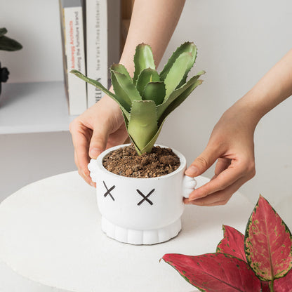 Cement Flowerpot Smiling Face Pattern