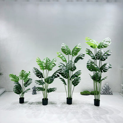 Растение в горшке из бамбука с имитацией черепахи