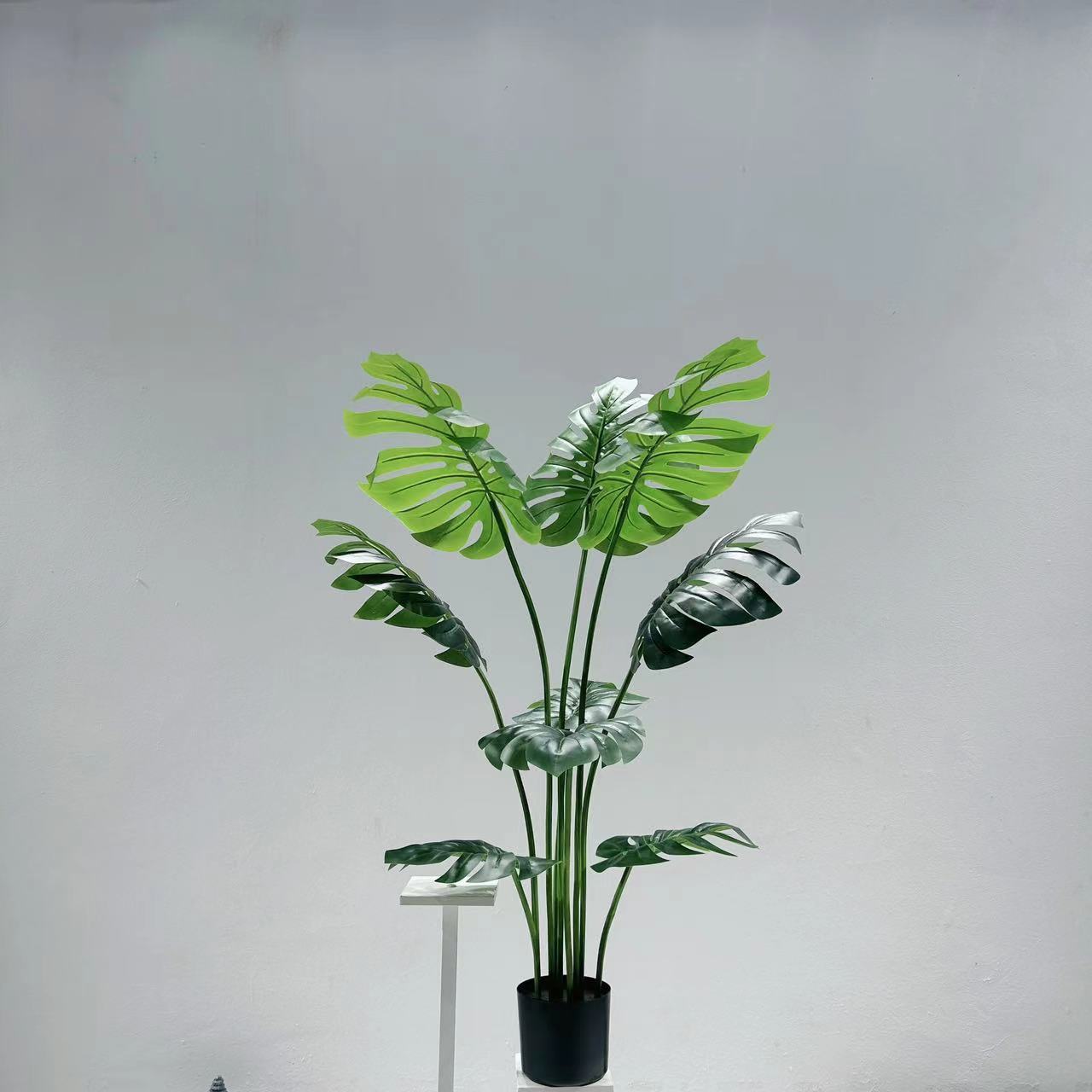 Растение в горшке из бамбука с имитацией черепахи