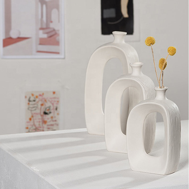 White Ceramic Dry Flowers Vase