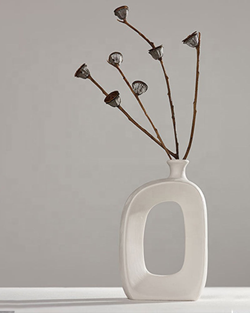 White Ceramic Dry Flowers Vase