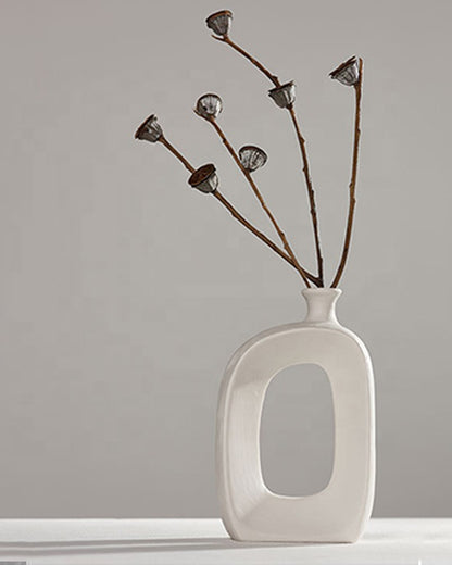 White Ceramic Dry Flowers Vase