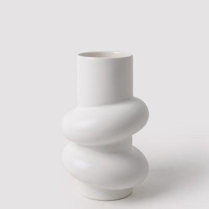White Donut Shaped Ceramic Vase