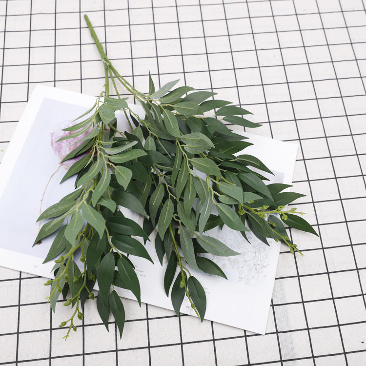 Simulated Green Leaves with 5 Forked Bundles of Willow Leaves