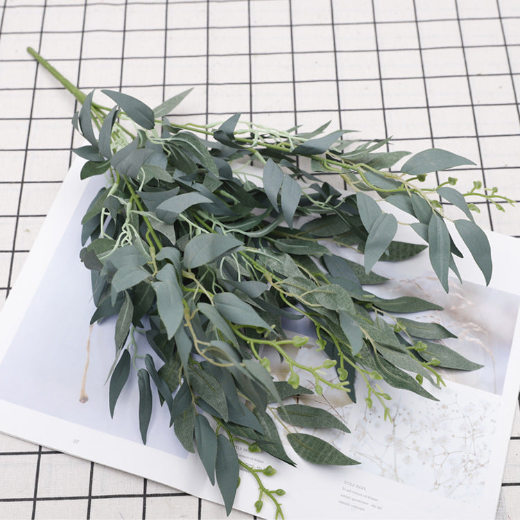 Simulated Green Leaves with 5 Forked Bundles of Willow Leaves