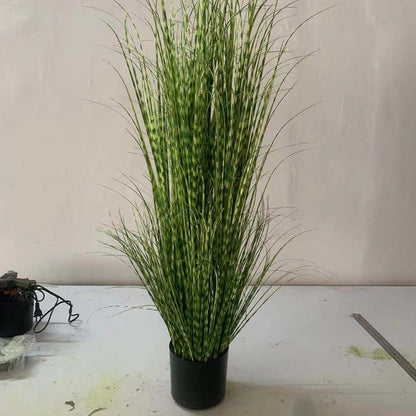 Simulation Of Striped Grass Potted Plant