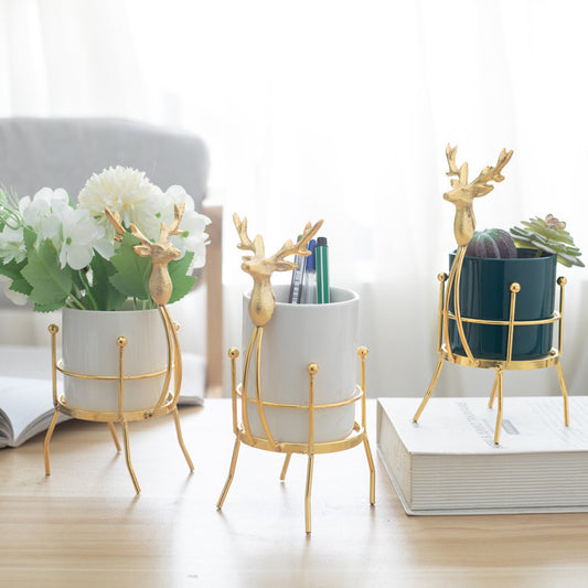 Creative Iron Deer Ceramic Vase