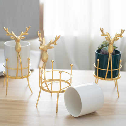 Креативная керамическая ваза с железным оленем