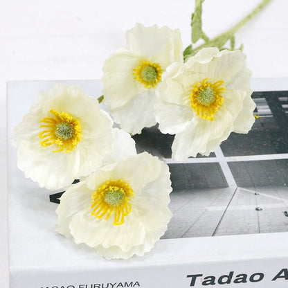 Simulated Silk Flower 4 Head Corn Poppy Background Soft Outfit