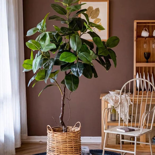 Simulated Potted Large Green Oak Tree Home Floor Decoration