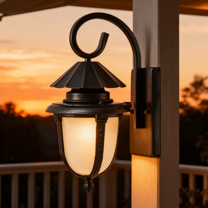 Black Iron Outdoor Wall Sconce, Custom Size & Style Optionsion