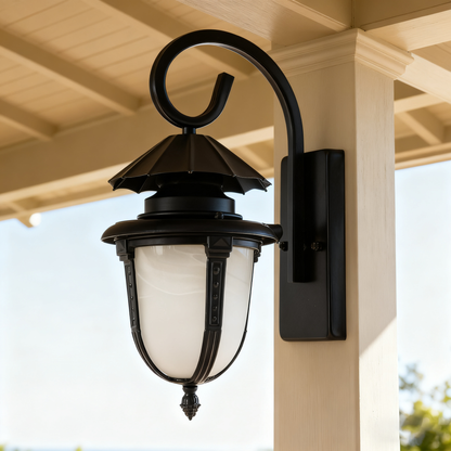 Black Iron Outdoor Wall Sconce, Custom Size & Style Optionsion