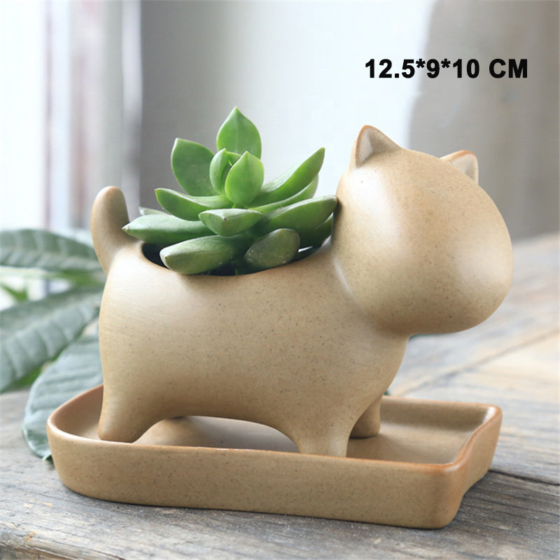 Stoneware Mini Cute Pet Succulent Perforated Flower Pot
