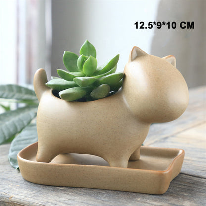 Stoneware Mini Cute Pet Succulent Perforated Flower Pot